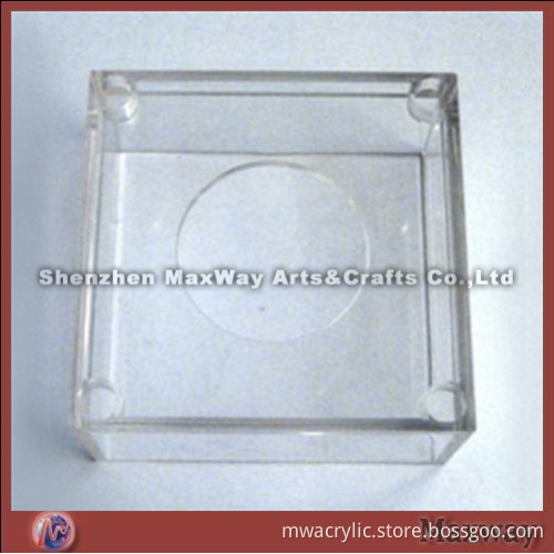 Transparent rectangle polished acrylic/PMMA container/vessel/receptacle with a hole on top